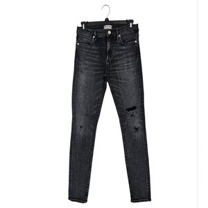 Agolde Sophie Black Distressed Black Gray Skinny Ankle Jeans 27 Preowned